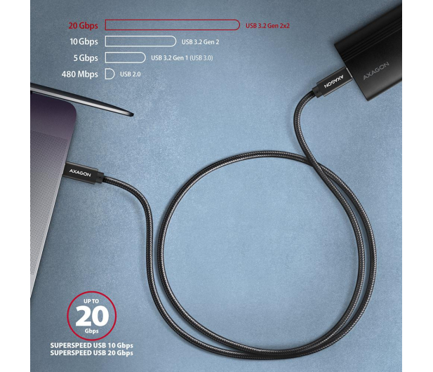 Axagon BUCM32-CM20AB, SPEED+ kabel USB-C - USB-C, 2m, USB 20Gbps - 1353478 - zdjęcie 8